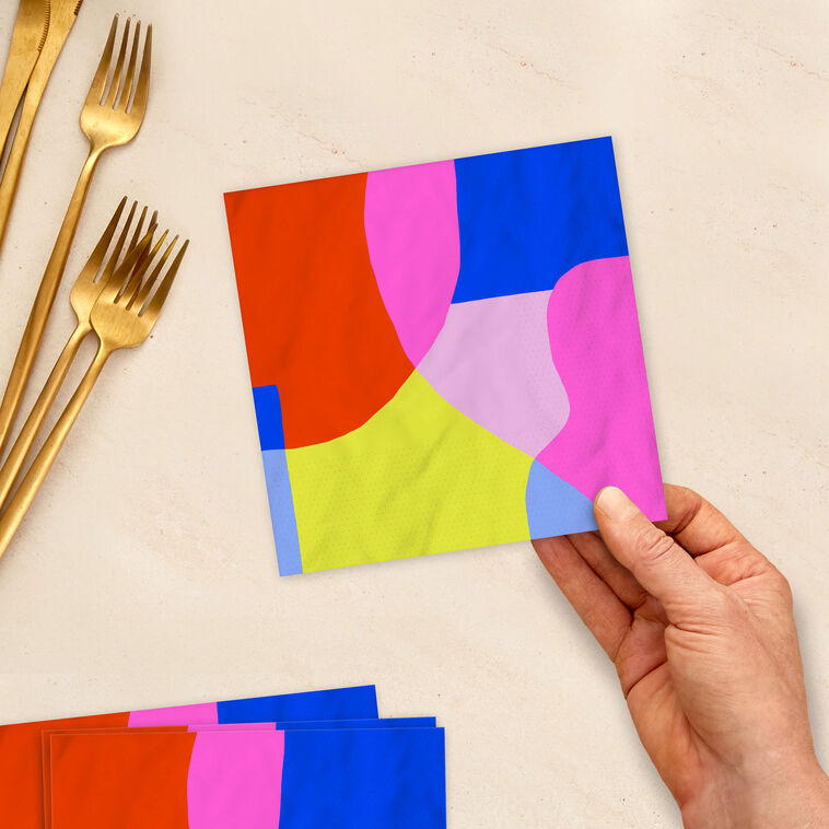 Hallmark Abstract Neon Colorblock Cocktail Napkins Pack Of 20
