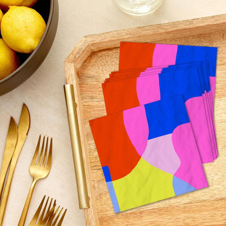 Hallmark Abstract Neon Colorblock Cocktail Napkins Pack Of 20