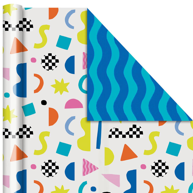 Hallmark Abstract Neon On Black And Confetti On White Reversible Table Runner