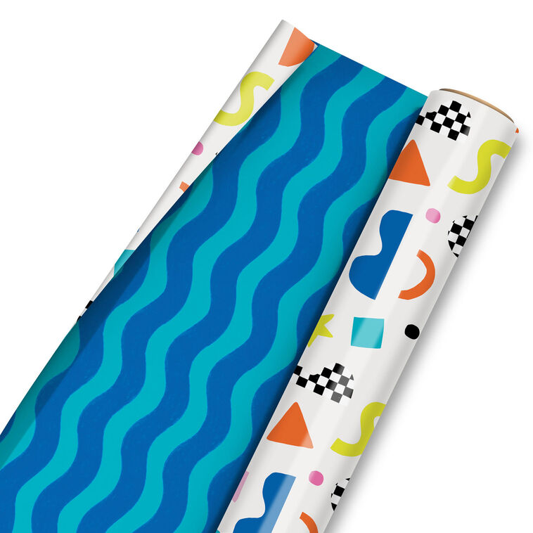 Hallmark Abstract Neon On Black And Confetti On White Reversible Table Runner
