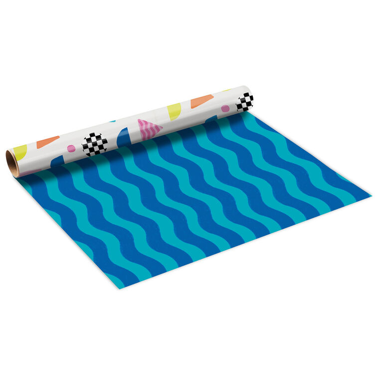 hallmark Abstract Neon on Black and Confetti on White Reversible Table Runner