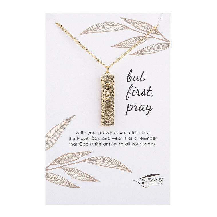 Hallmark Alexa's Angels But First Pray Gold Pendant Necklace