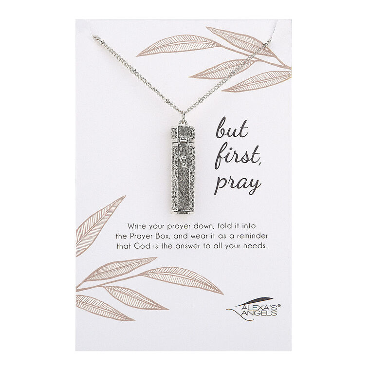 Hallmark Alexa's Angels But First Pray Silver Pendant Necklace