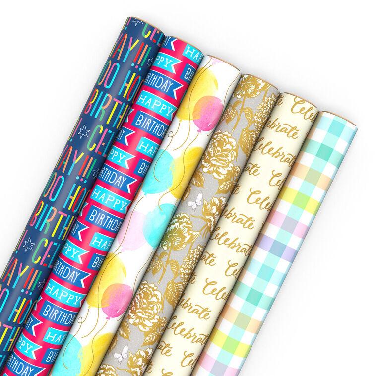 hallmark All-Occasion 6-Pack Wrapping Paper Assortment 180 sq. ft