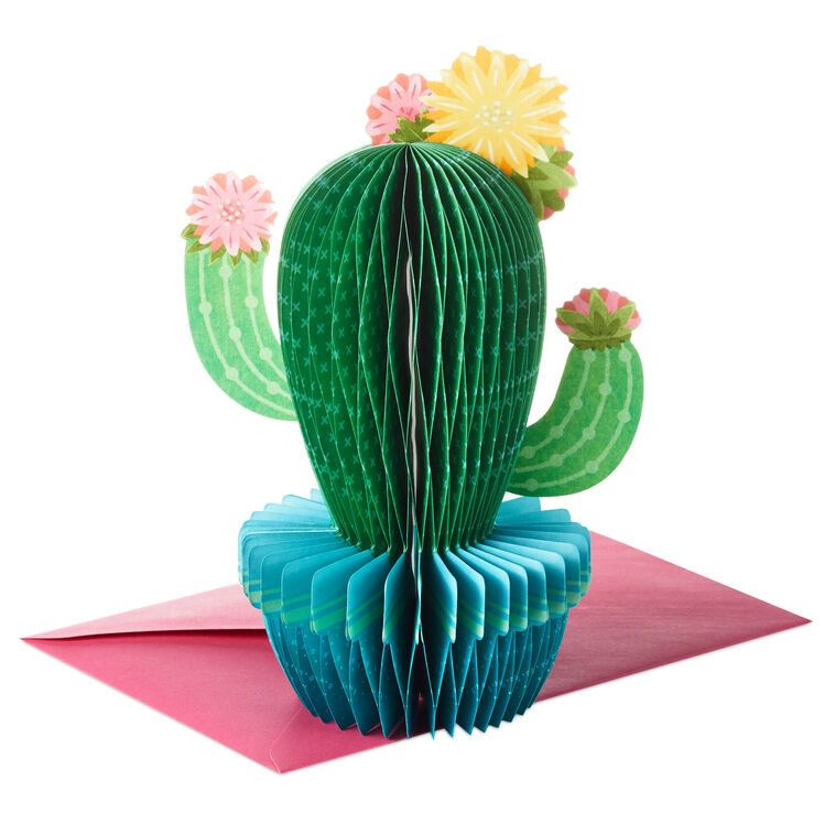 hallmark All Sun All Fun Flowering Cactus Honeycomb 3D Pop-Up Card