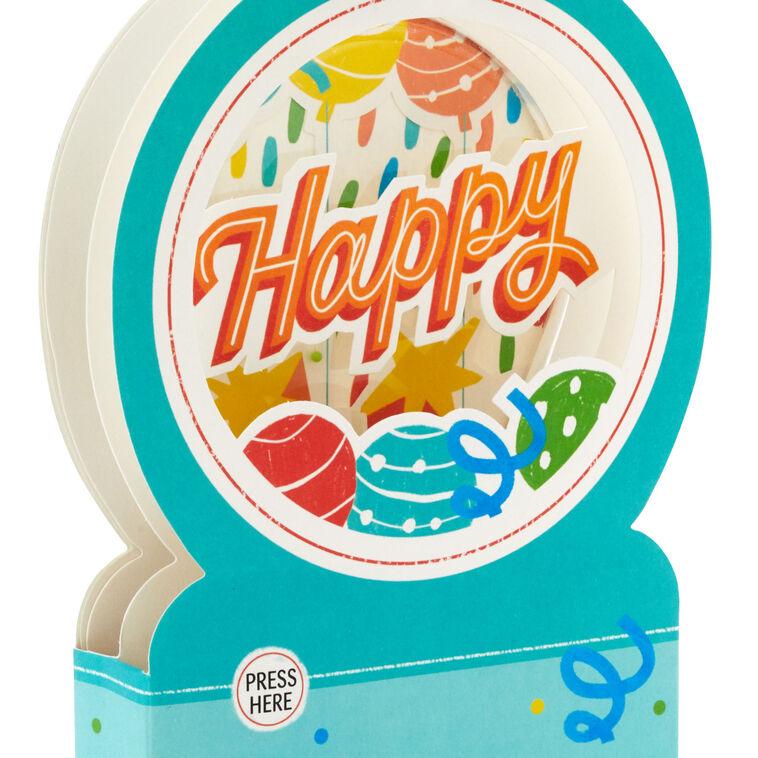 Hallmark All The Happiness Snow Globe Musical 3D Birthday Card With Motion