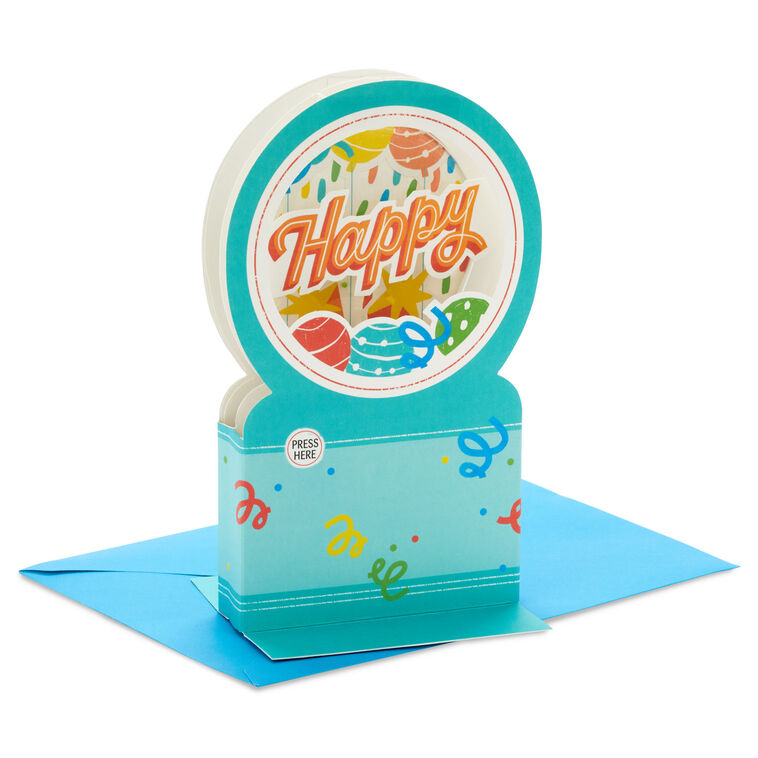 hallmark All the Happiness Snow Globe Musical 3D Birthday Card With Motion