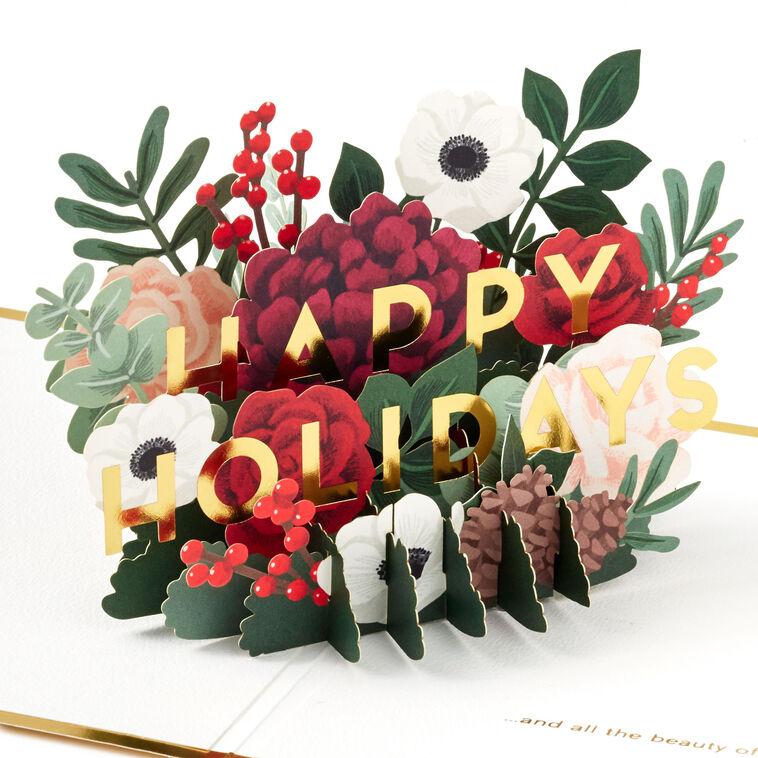 hallmark All the Joy Flower Bouquet 3D Pop-Up Holiday Card