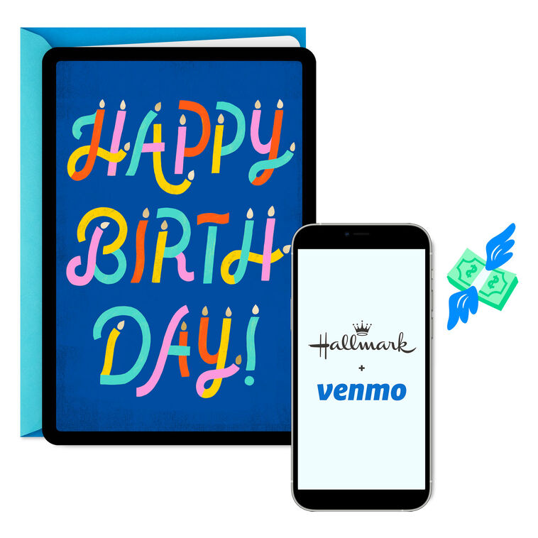 hallmark All the Wishes Colorful Candles Venmo Birthday Card