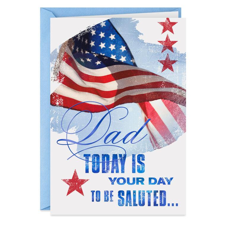 hallmark American Flag We Salute You Veterans Day Card for Dad