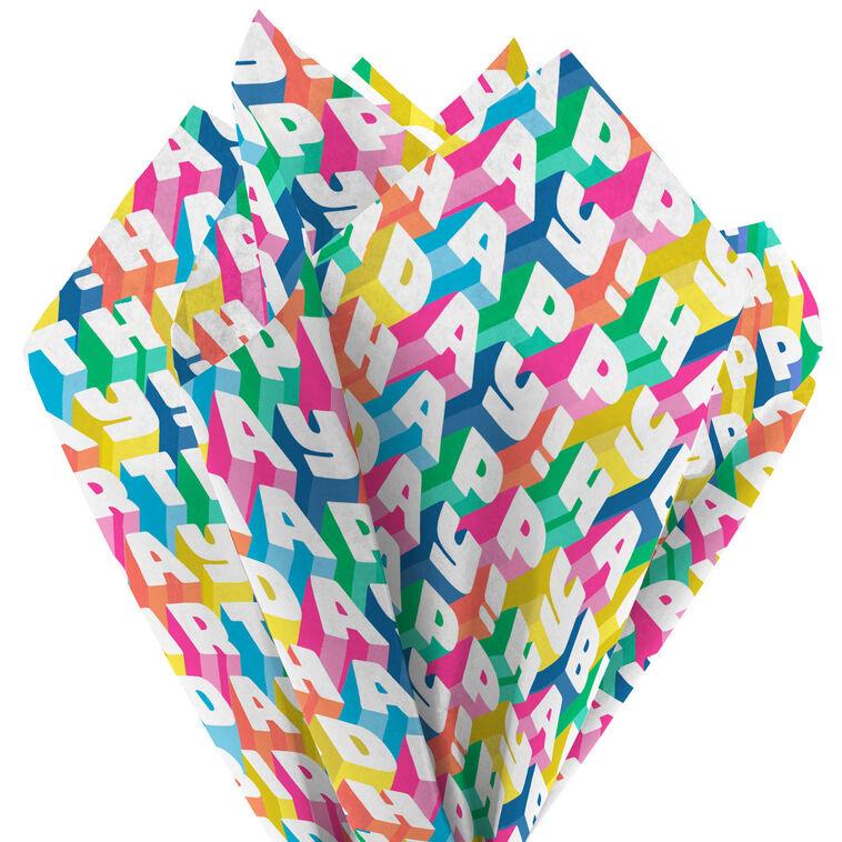 Hallmark Angled All-Caps Happy Birthday Tissue Paper 6 Sheets