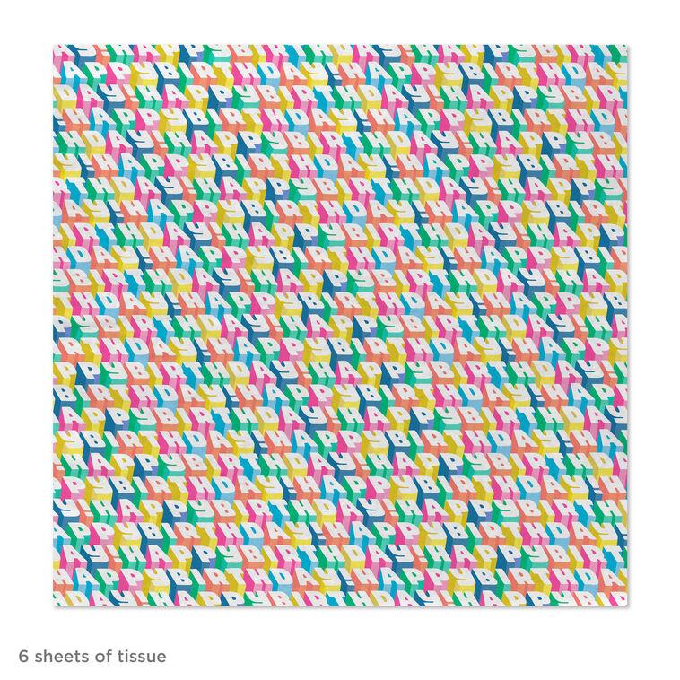 Hallmark Angled All-Caps Happy Birthday Tissue Paper 6 Sheets
