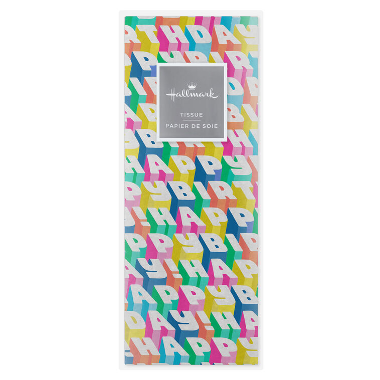 Hallmark Angled All-Caps Happy Birthday Tissue Paper 6 Sheets