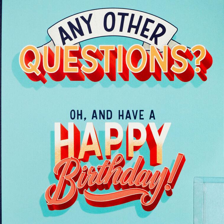 Hallmark Any Other Questions Funny Pop-Up Birthday Card With Sound