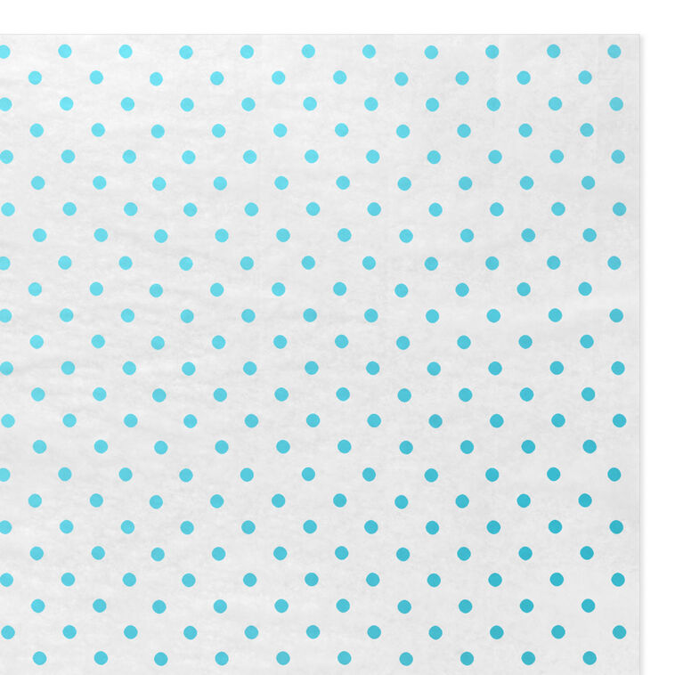 Hallmark Aqua Blue Polka Dots On White Tissue Paper 6 Sheets