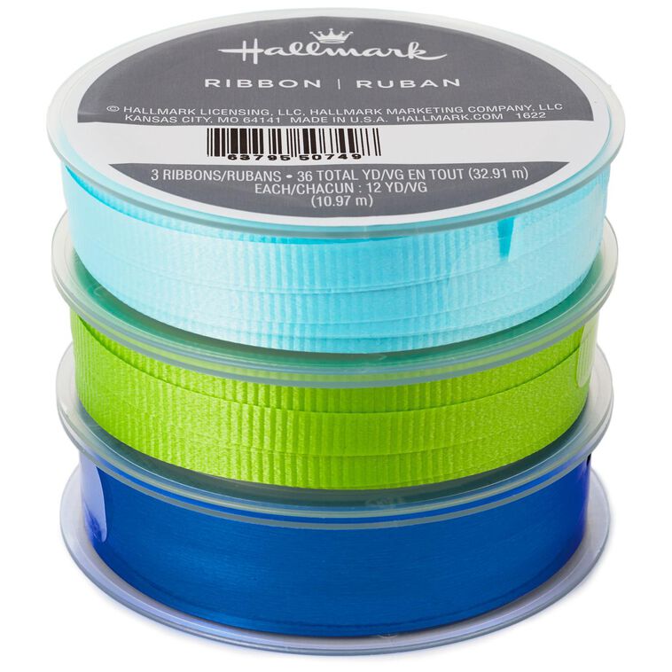 hallmark Aqua/Bright Green/Royal Blue 3-Pack Curling Ribbon 108'