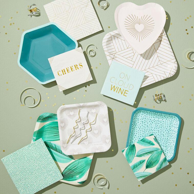 Hallmark Aqua With Green Dots Dinner Napkins Set Of 16
