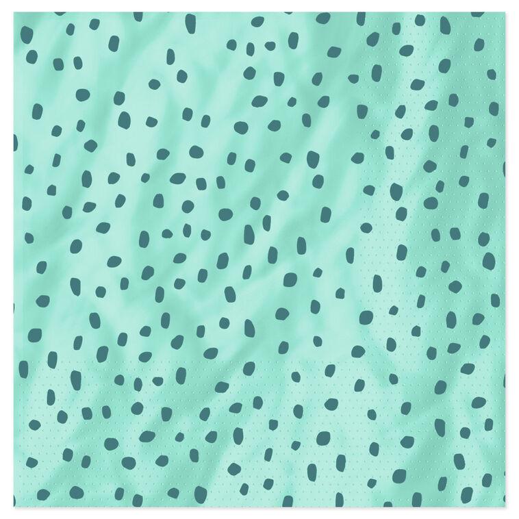 hallmark Aqua With Green Dots Dinner Napkins Set of 16