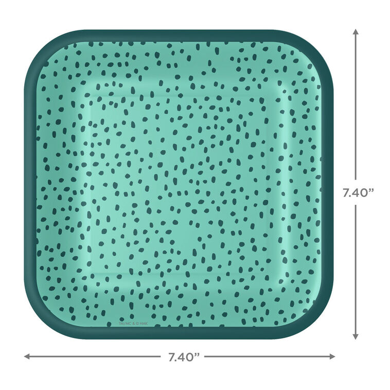 Hallmark Aqua With Green Dots Square Dessert Plates Set Of 8