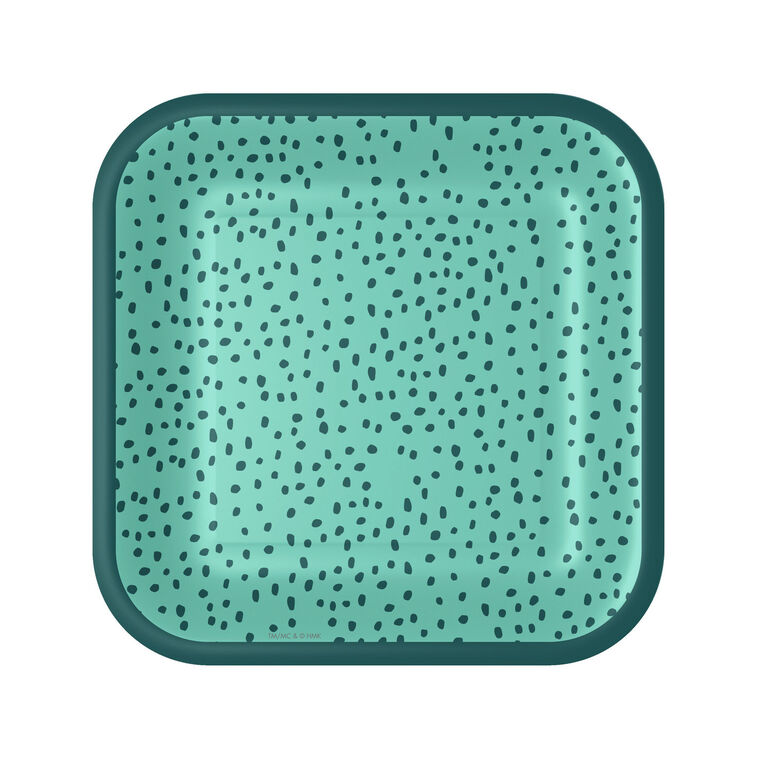 hallmark Aqua With Green Dots Square Dessert Plates Set of 8