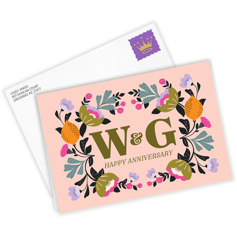 Hallmark Artistic Botanicals Initials Custom Anniversary Card