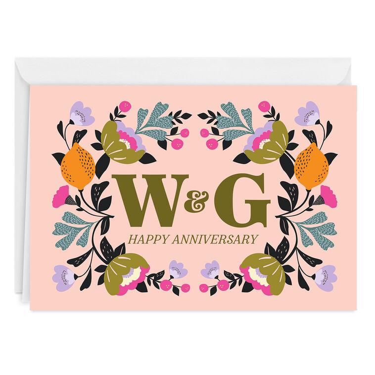hallmark Artistic Botanicals Initials Custom Anniversary Card