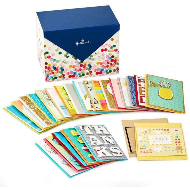hallmark Assorted All-Occasion Cards in Polka Dot Organizer Box Box of 24