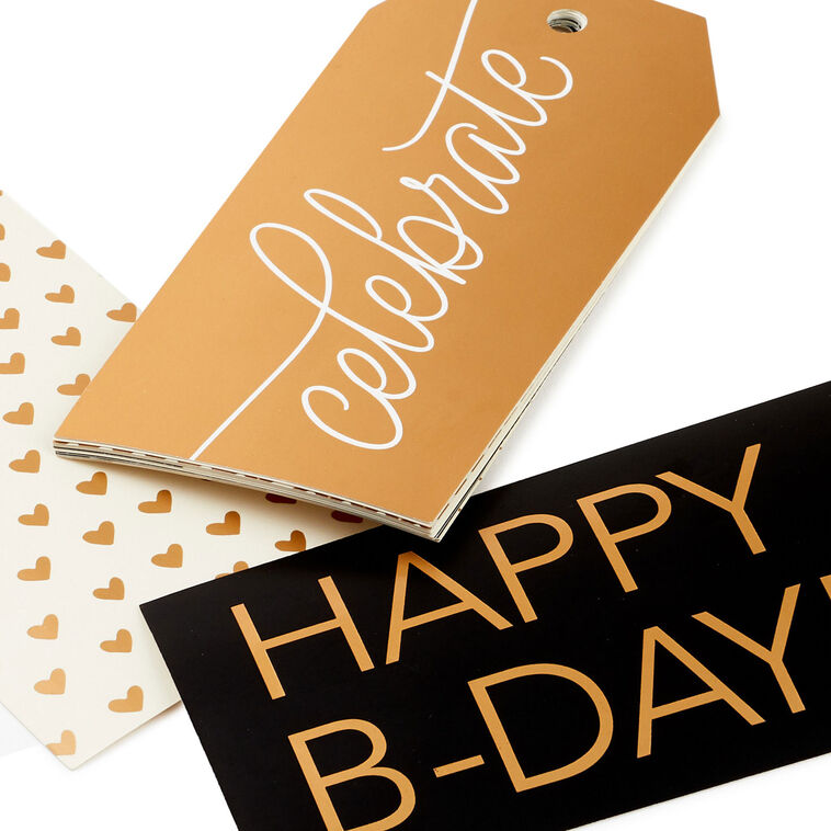 Hallmark Assorted Black White And Gold 12-Pack Gift Tags
