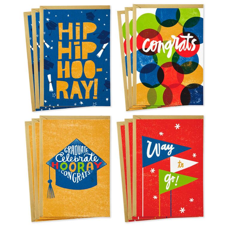 hallmark Assorted Bold and Bright Graduation Cards Box of 12