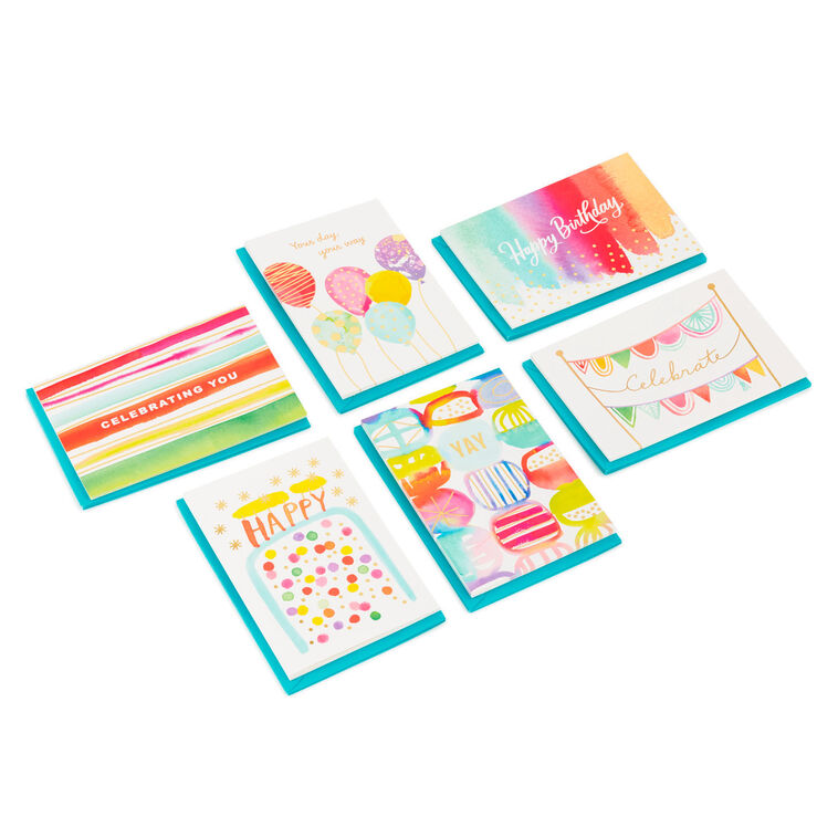 Hallmark Assorted Bright Watercolor Boxed Birthday Note Cards Pack Of 36