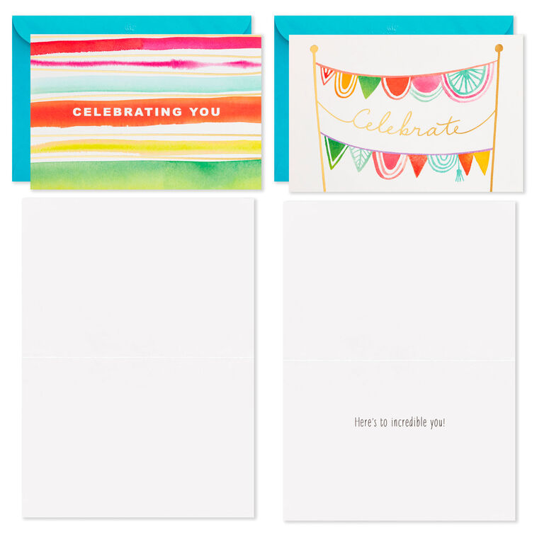 Hallmark Assorted Bright Watercolor Boxed Birthday Note Cards Pack Of 36