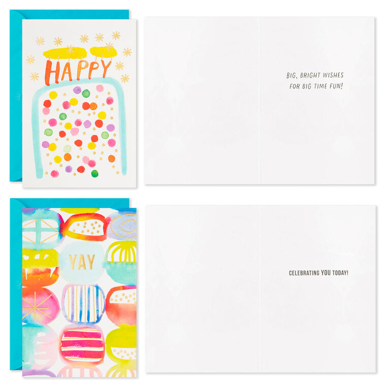 Hallmark Assorted Bright Watercolor Boxed Birthday Note Cards Pack Of 36