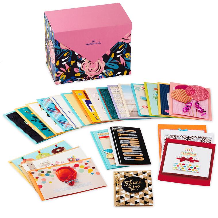 hallmark Assorted Cards for All Occasions in Floral Organizer Box Box of 24