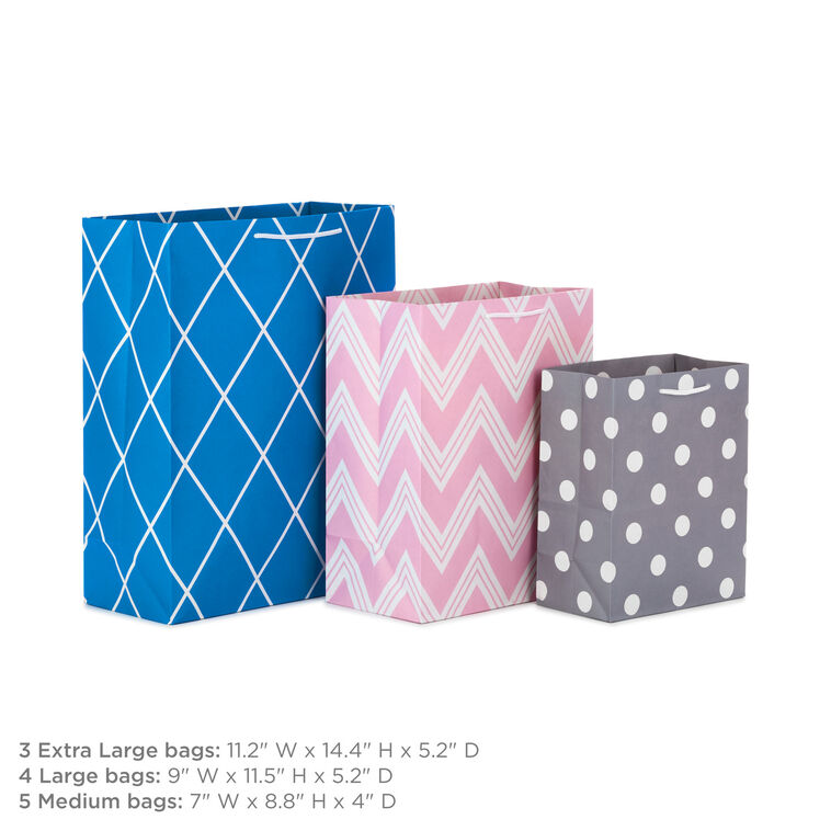 Hallmark Assorted Designs And Sizes 12-Pack Gift Bags