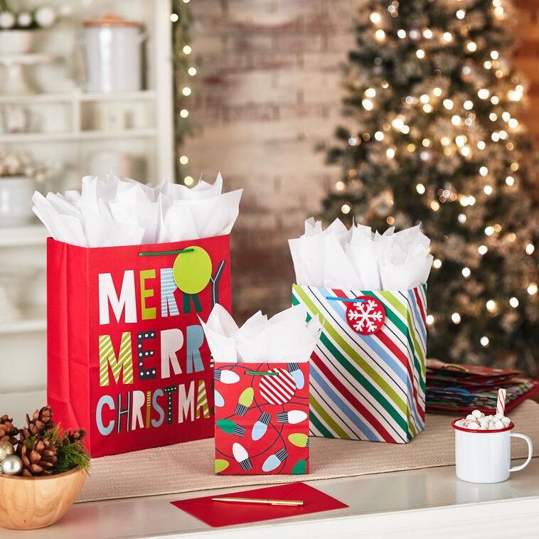 Hallmark Assorted Festive Fun 8-Pack Small Medium And Large Christmas Gift Bags