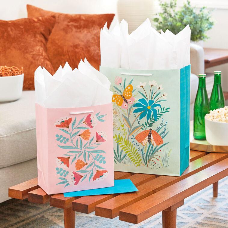 Hallmark Assorted Floral And Solid 8-Pack Medium And Large Gift Bags