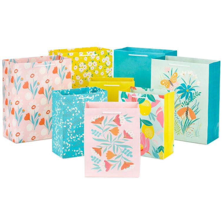 hallmark Assorted Floral and Solid 8-Pack Medium and Large Gift Bags