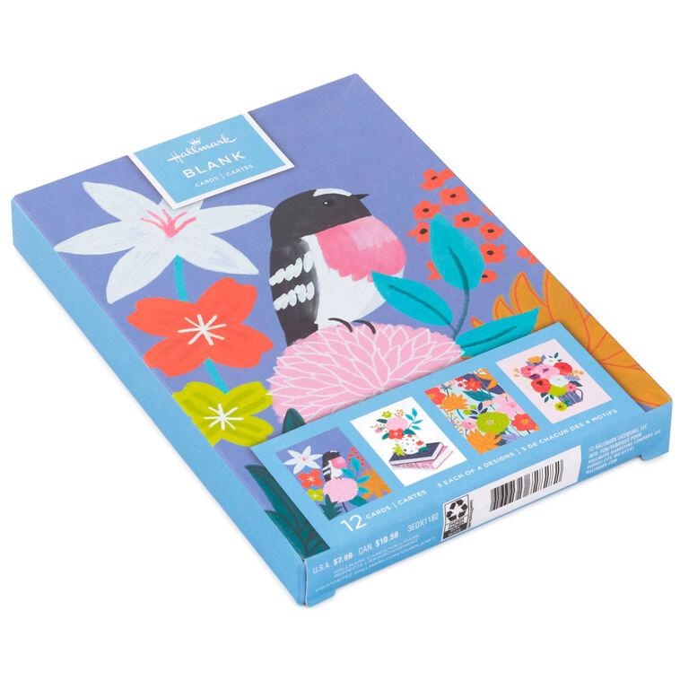 Hallmark Assorted Folk-Art Floral Blank Cards Pack Of 12