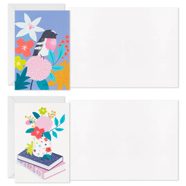 Hallmark Assorted Folk-Art Floral Blank Cards Pack Of 12