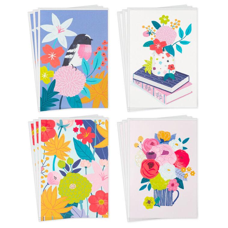 hallmark Assorted Folk-Art Floral Blank Cards Pack of 12