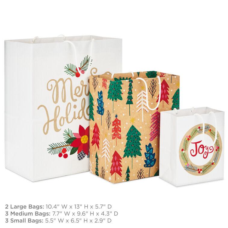 Hallmark Assorted Holiday Merry 8-Pack Small Medium And Large Christmas Gift Bags