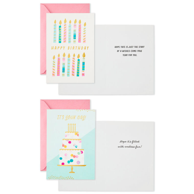 Hallmark Assorted Pretty Pink And Aqua Boxed Birthday Cards Pack Of 16