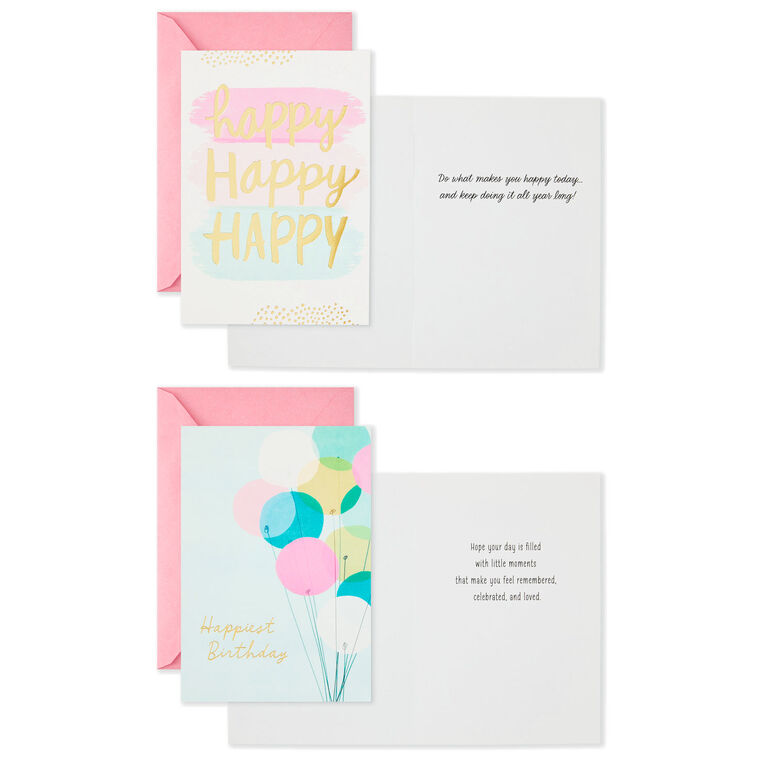Hallmark Assorted Pretty Pink And Aqua Boxed Birthday Cards Pack Of 16