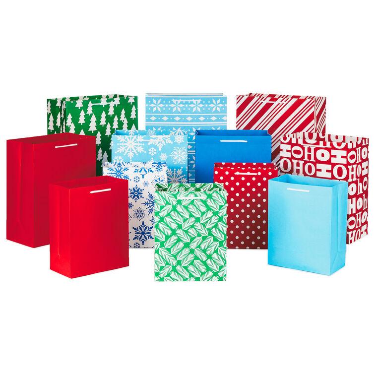 hallmark Assorted Sizes and Designs 12-Pack Christmas Gift Bags