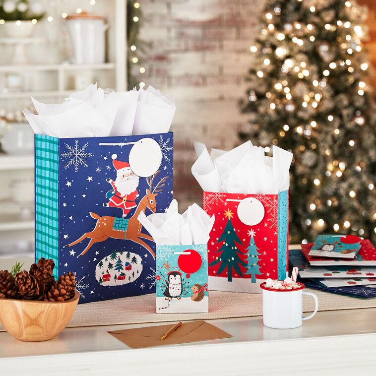 Hallmark Assorted Snowy Fun 8-Pack Small Medium Large And XL Christmas Gift Bags