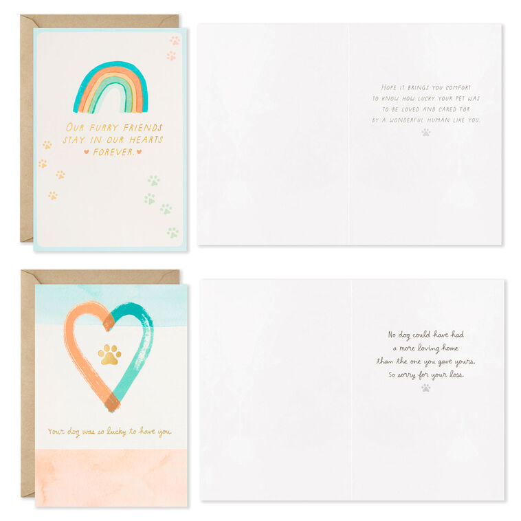Hallmark Assorted Watercolor Boxed Sympathy Cards For Loss Of Pet Pack Of 16