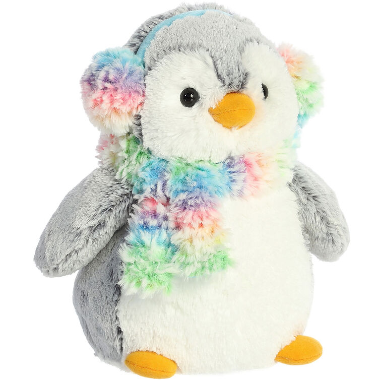 Hallmark Aurora Pom Pom Rainbow Muffs Penguin Plush 8.5"