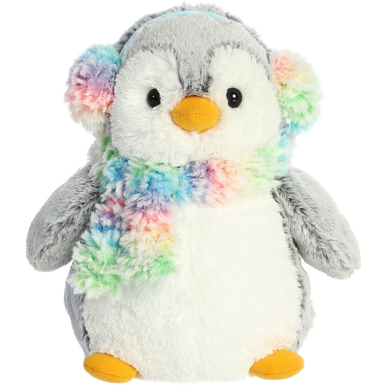 hallmark Aurora Pom Pom Rainbow Muffs Penguin Plush 8.5"
