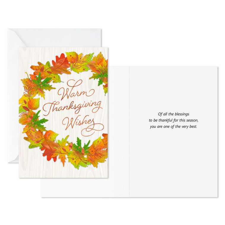 Hallmark Autumn Wreath On Wood Plank Thanksgiving Cards Pack Of 6