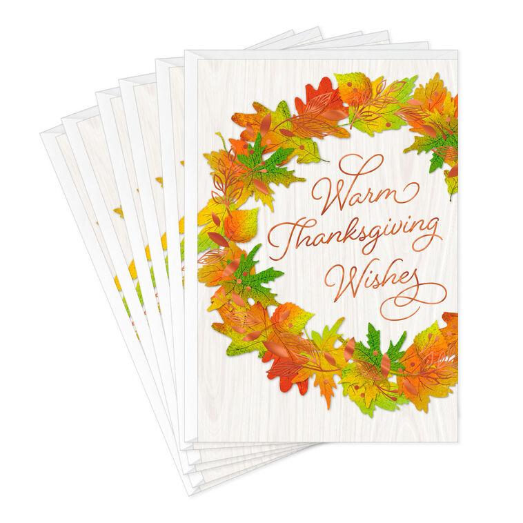 hallmark Autumn Wreath on Wood Plank Thanksgiving Cards Pack of 6